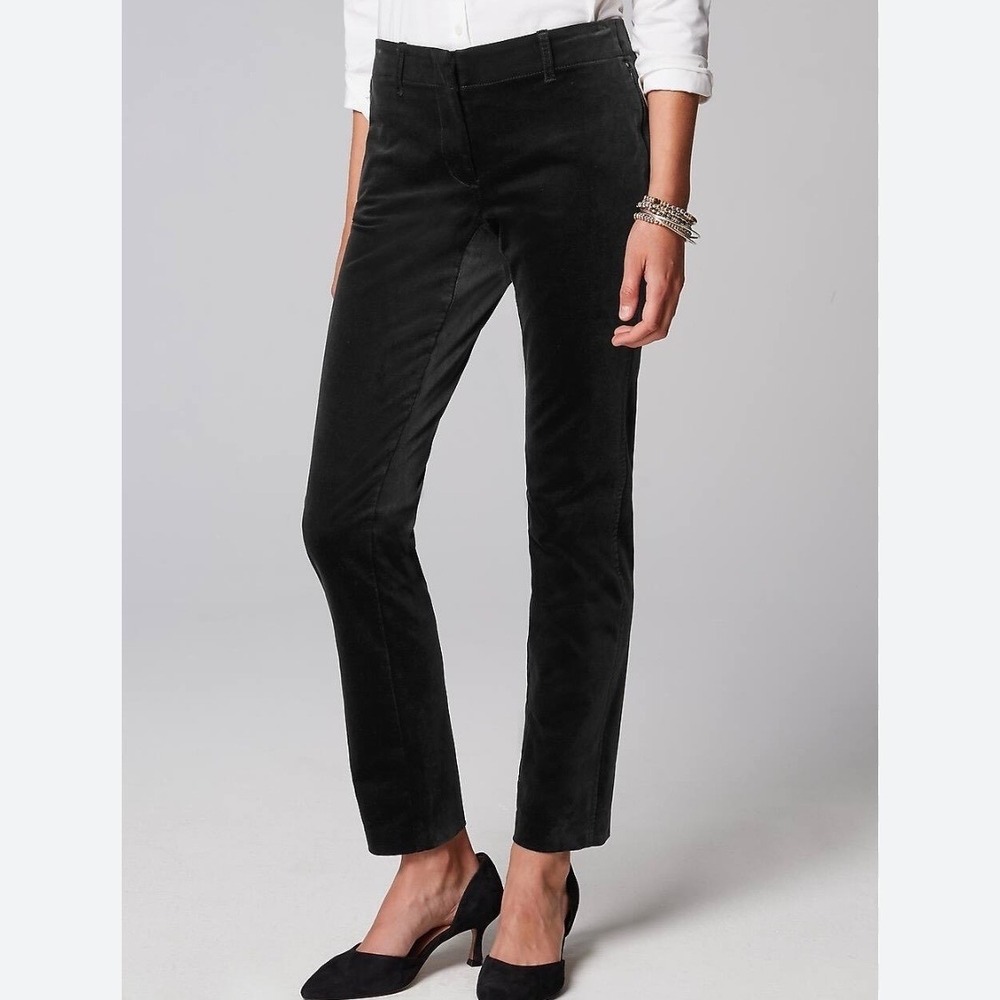 J. Jill Womens Black Velvet Straight Leg Pants Size 8 5-Pocket Styling